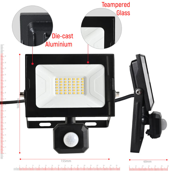 Apollo Security Flood Light with PIR Motion Sensor 4000K Cool White IP65