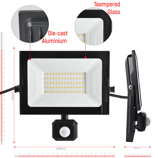 Apollo Security Flood Light with PIR Motion Sensor 4000K Cool White IP65