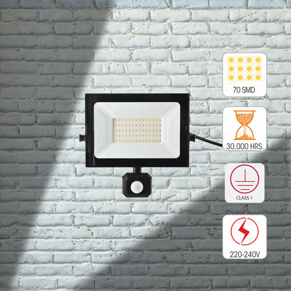 Apollo Security Flood Light with PIR Motion Sensor 4000K Cool White IP65