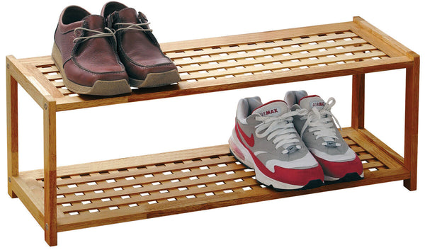 Arla 2 Tier Walnut Wood Shoe Rack