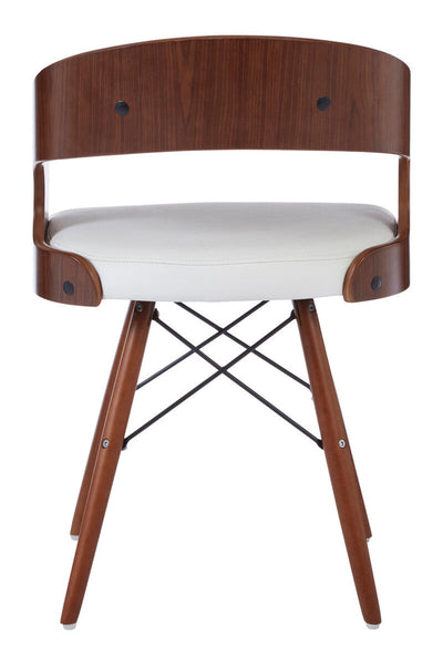 Parkar White Leather Effect Chair with Curved Back
