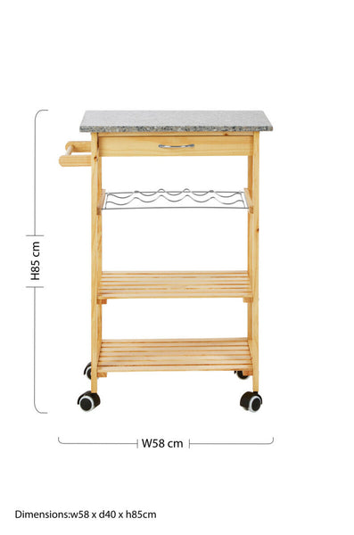 Harlow Glenn Pinewood Large Kitchen Trolley