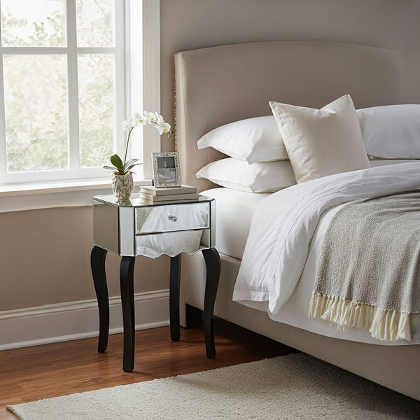 Orchid 1 Drawer Mirrored Glass Side Table