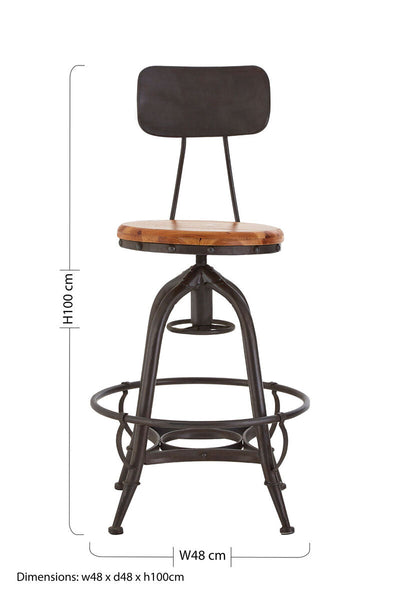 New Foundry Fir Wood And Metal Bar Chair