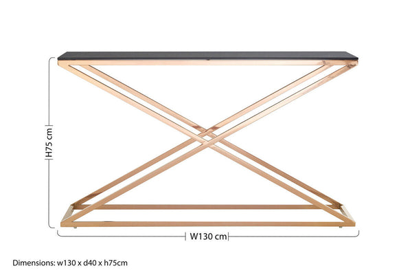 Montril Glass Top Criss Cross Console Table