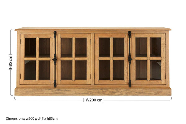 Lyon Oak Wood Sideboard with Washed Grey Finish