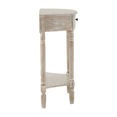 Natural Wash Half Moon Wooden Console Table with Storage Drawer | Heritage
