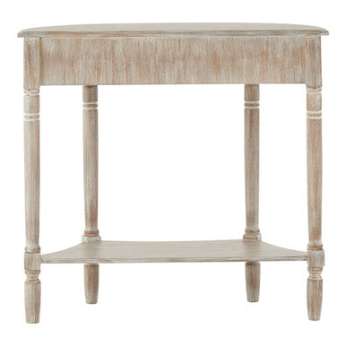 Natural Wash Half Moon Wooden Console Table with Storage Drawer | Heritage