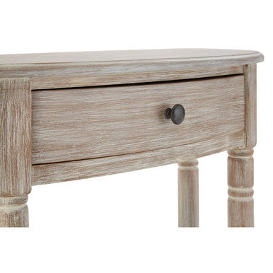 Natural Wash Half Moon Wooden Console Table with Storage Drawer | Heritage