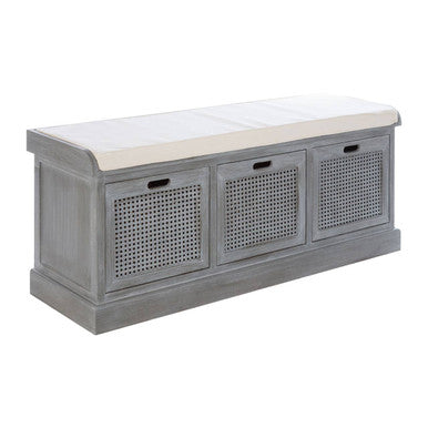 Three Drawer Slate Grey Storage Bench | Heritage