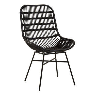Curved Black Natural Rattan Chair | Lagom