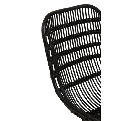Curved Black Natural Rattan Chair | Lagom