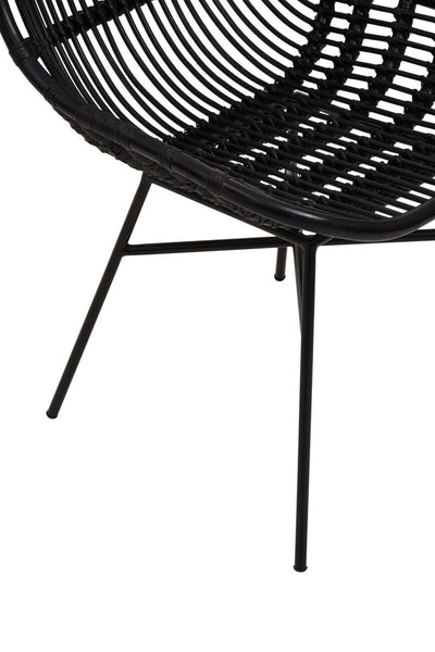 Curved Black Natural Rattan Chair | Lagom