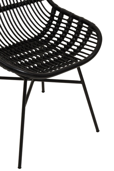 Curved Black Natural Rattan Chair | Lagom