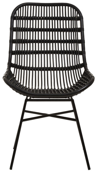 Curved Black Natural Rattan Chair | Lagom