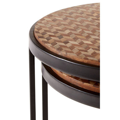 Halle Set of Two Chevron Design Nesting Tables