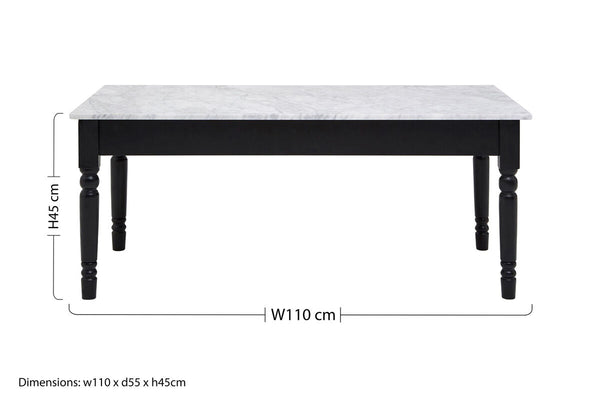 Henley White Marble and Black Frame Coffee Table