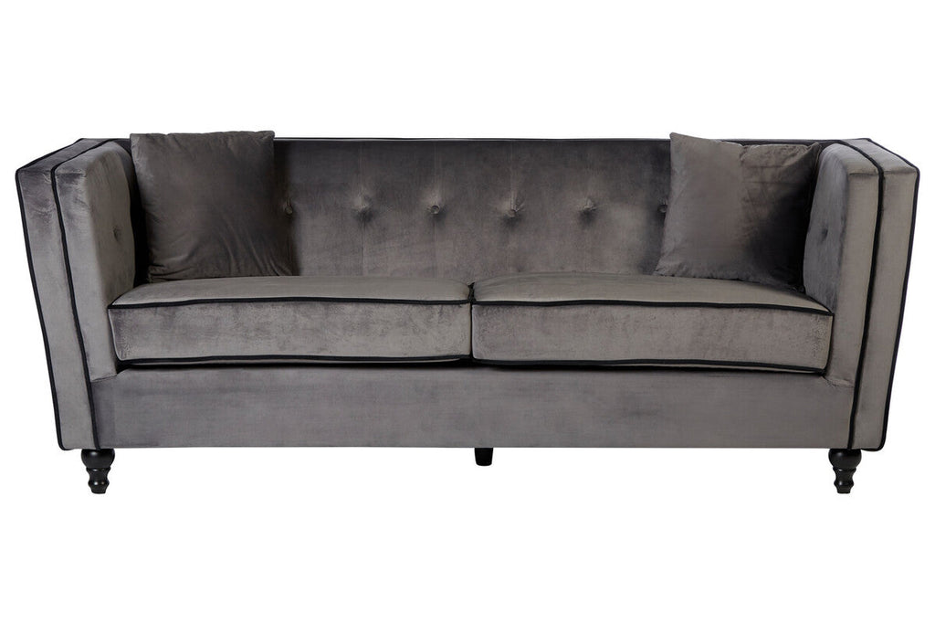 Ferris 3 Seat Grey Velvet Sofa