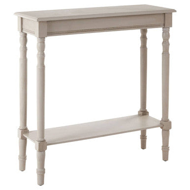 Grey Wooden Console Table with Spindle Legs and Bottom Shelf | Heritage