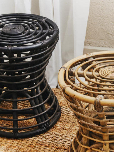 Maka Grey Natural Rattan Stool