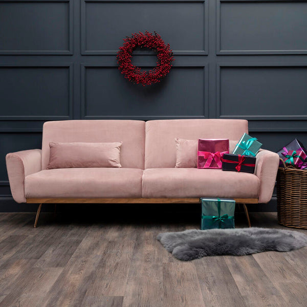Hatton Pink Velvet Sofa Bed