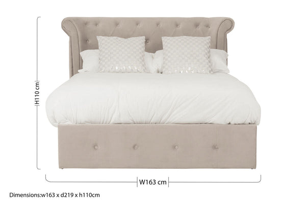 Edison Mink Velvet Ottoman Double Bed