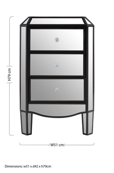 Tiffany 3 Drawer Mirrored Chest