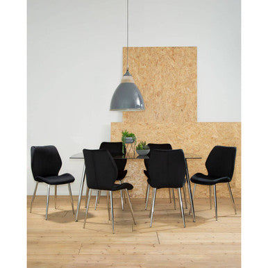Wimslow Black Tempered Glass Dining Table with 6 Chairs