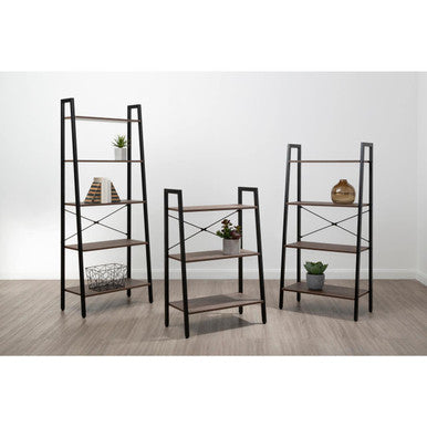 Bradbury Four Tier Dark Oak Veneer Ladder Shelf Unit