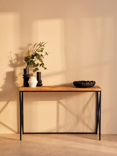 Kickford Parquet Fir Wood Console Table