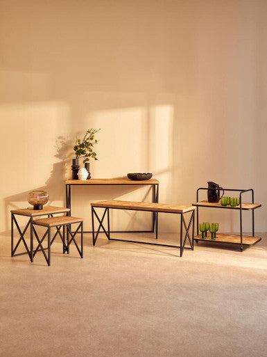 Kickford Parquet Fir Wood Console Table