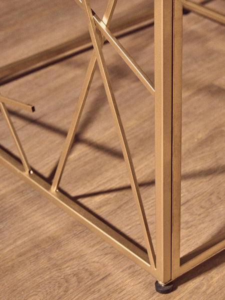 Farran Gold Finish Side Table With Mirror Top