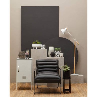 New Foundry Leather Effect Black Chair