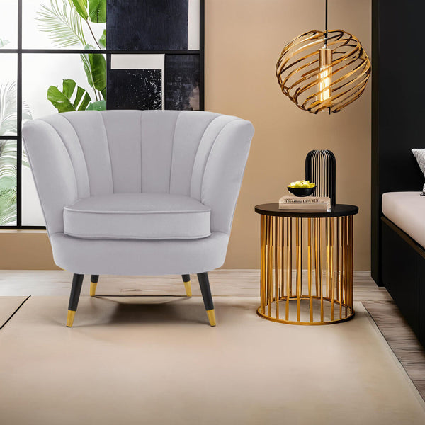 Loretta Grey Velvet Shell Accent Chair