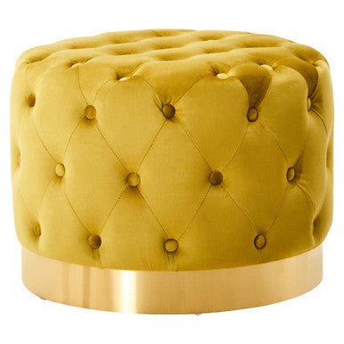 Pistachio Velvet Stool with Matte Gold Finish Base | Loretta