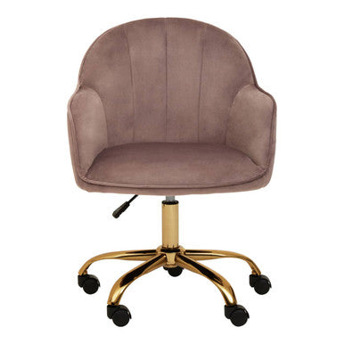 Pink Velvet and Gold Home Office Chair | Brent