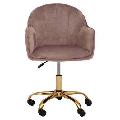 Pink Velvet and Gold Home Office Chair | Brent