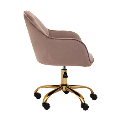 Pink Velvet and Gold Home Office Chair | Brent