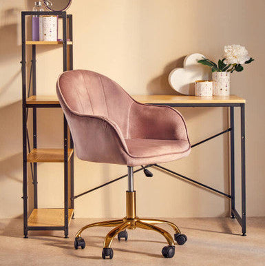 Pink Velvet and Gold Home Office Chair | Brent