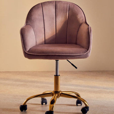 Pink Velvet and Gold Home Office Chair | Brent