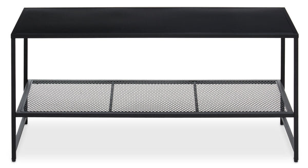 Acero Black Metal Coffee Table with Mesh Shelf