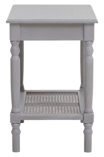 Slate Grey Wooden Side Table with Cane Webbing Detail | Heritage