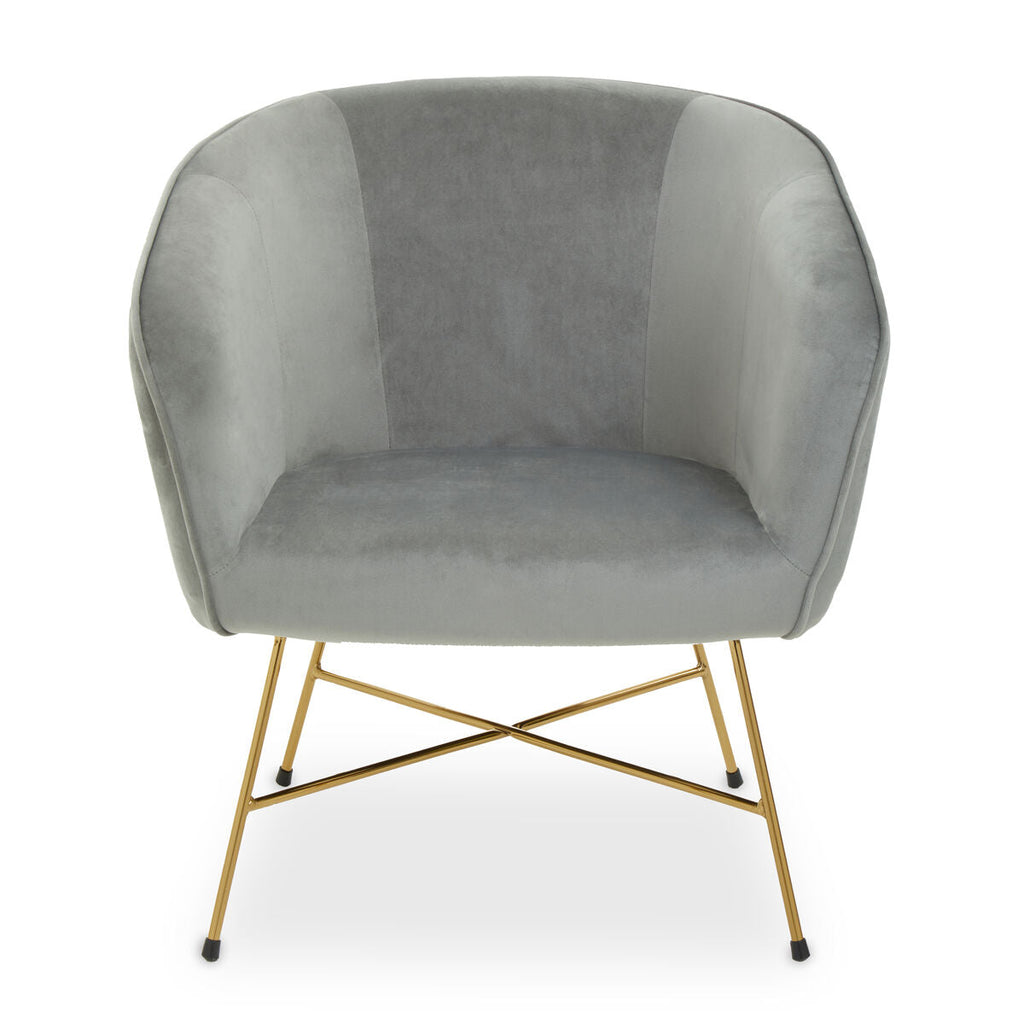Stockholm Grey Velvet Curved Accent Chair