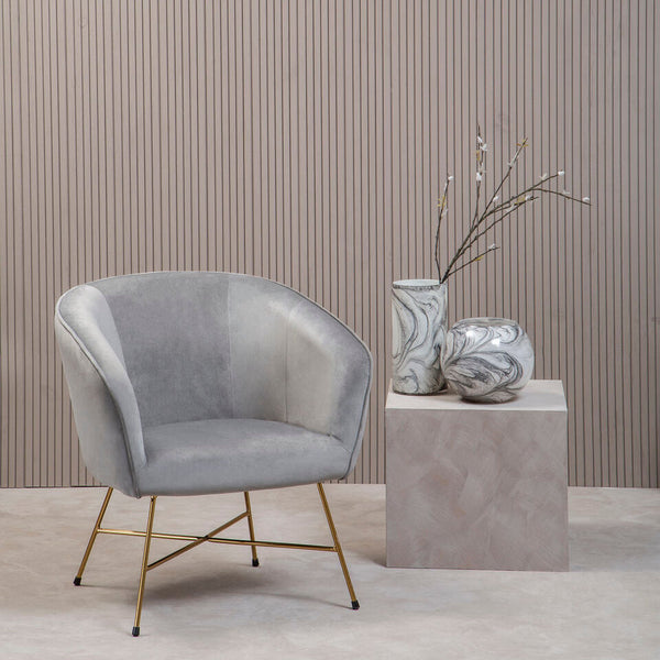 Stockholm Grey Velvet Curved Accent Chair