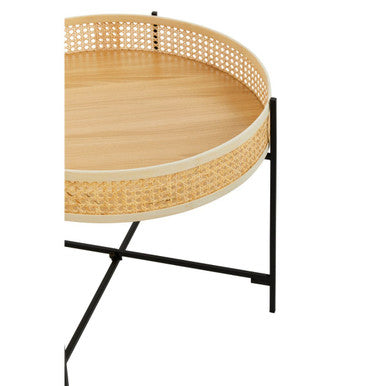 Depok Rattan Coffee Table With Cross Metal Base