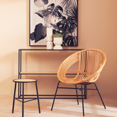 Depok 2 Tier Rattan And Metal Console Table
