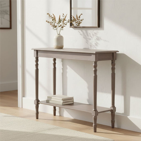 Heritage Natural Wash Wooden Console Table with Lower Shelf