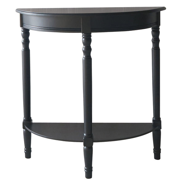Heritage Black Wooden Half Moon Console Table