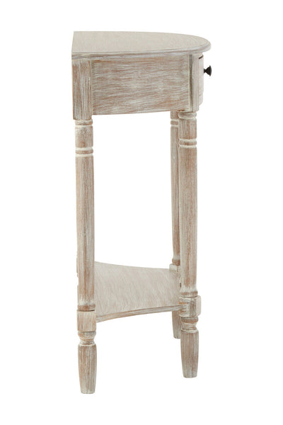 Heritage Washed Finish Pine Wood Half Moon Console Table with Drawer
