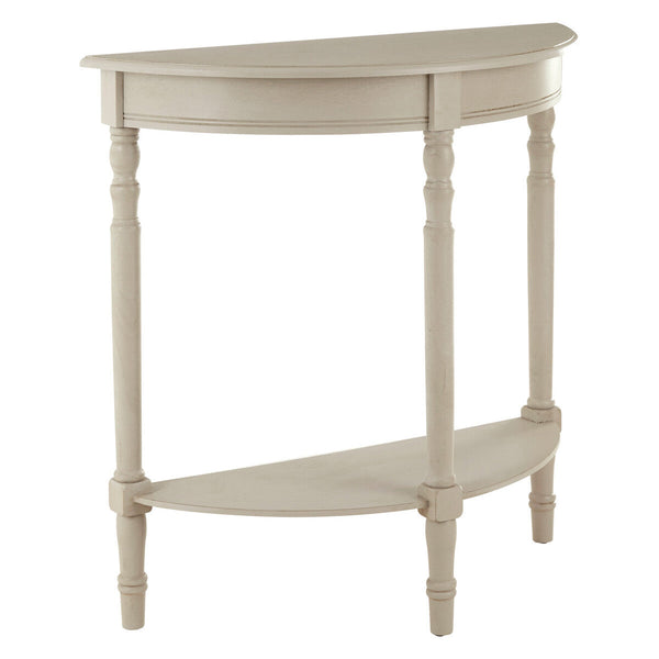 Heritage Grey Putty Wooden Half Moon Console Table